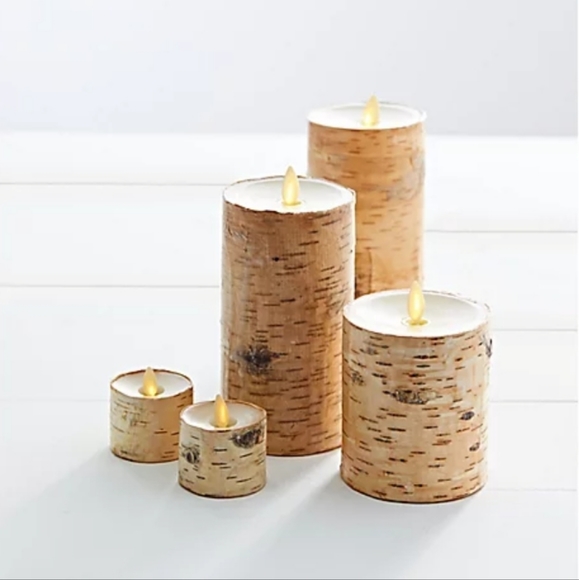luminara Accents 2 Pc Luminara White Birch Tree 85 Realflame Effect Pillar Wax Candle Set